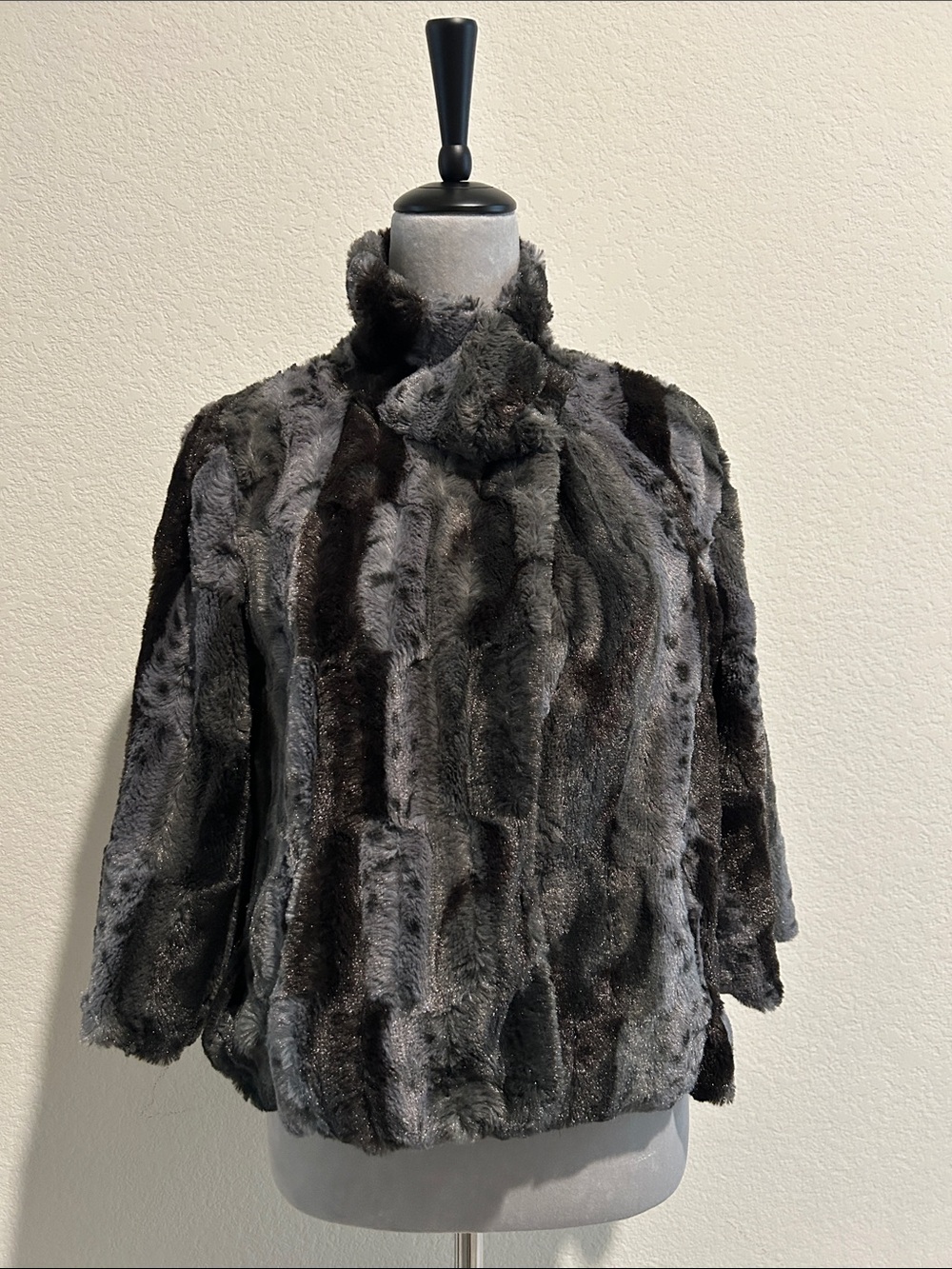 Cynthia Rowley Plush Faux Fur Teddy Jacket in Charcoal